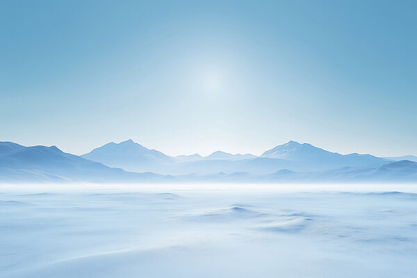 Paysage enneigé avec des montagnes au loin Paysage enneigé avec des montagnes au loin
