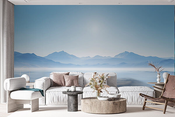 Paysage enneigé avec des montagnes au loin Paysage enneigé avec des montagnes au loin