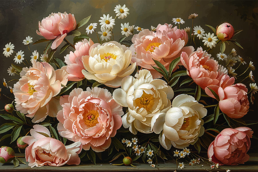 Bouquet de fleurs roses et blanches Bouquet de fleurs roses et blanches