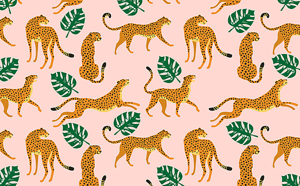 Motif de guépards et de feuilles Motif de guépards et de feuilles