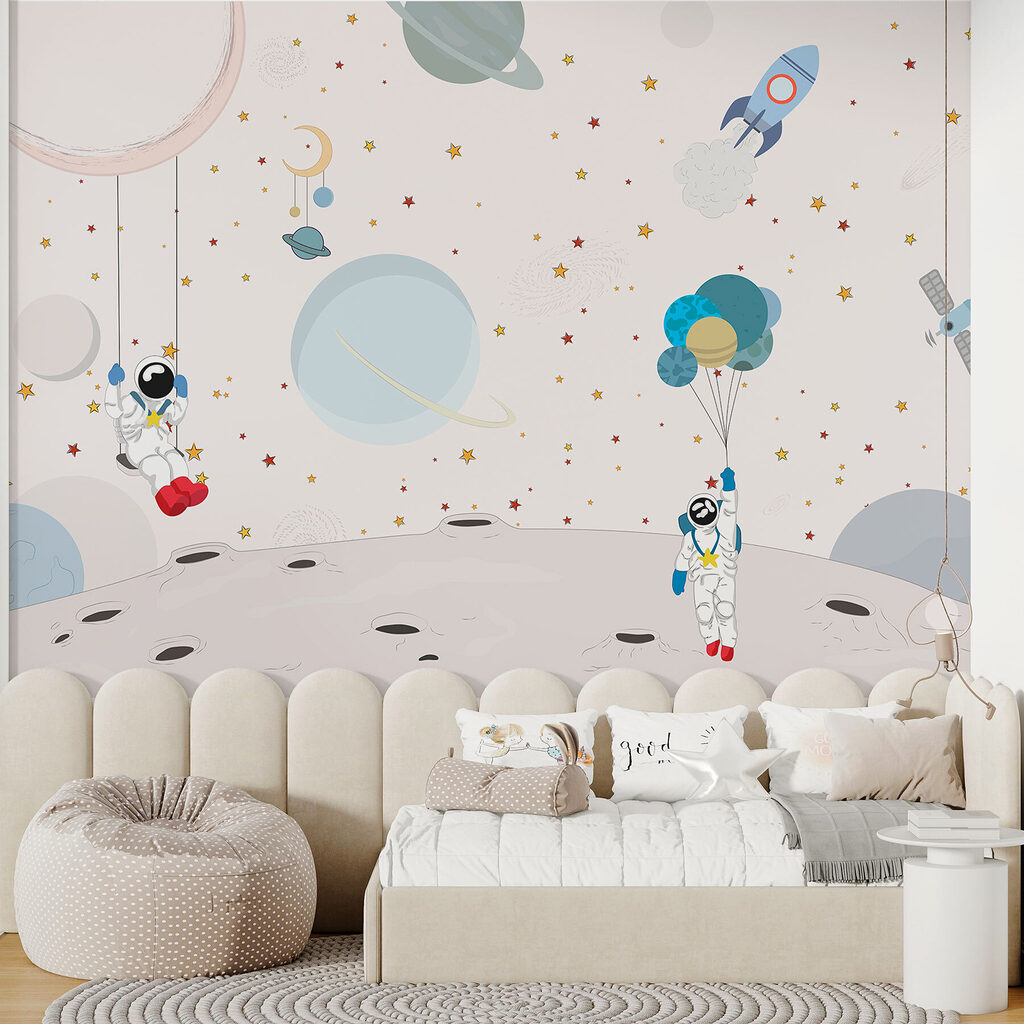 Cartoon of astronauts on the moon Cartoon of astronauts on the moon