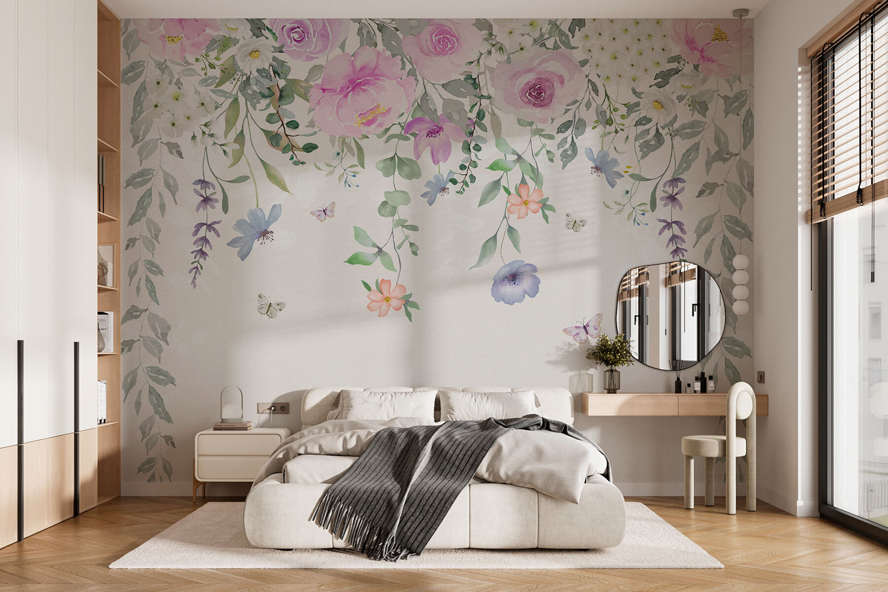 Painting of flowers and butterflies