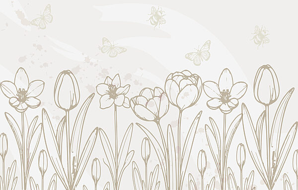 Dessin au trait de fleurs et de papillons Dessin au trait de fleurs et de papillons