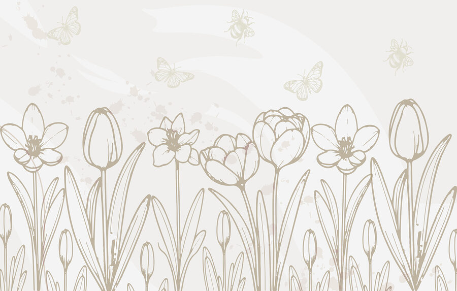 Dessin au trait de fleurs et de papillons Dessin au trait de fleurs et de papillons