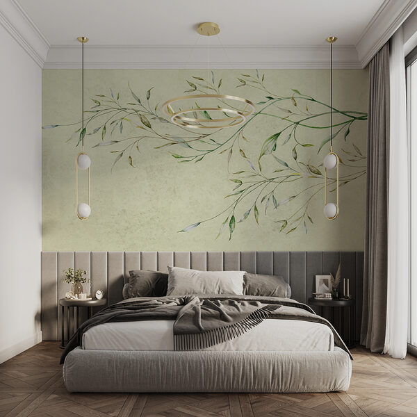 Peinture d'une branche avec des feuilles Peinture d'une branche avec des feuilles