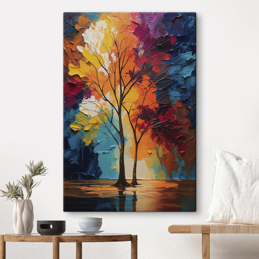 Peinture d'arbres aux feuilles colorées Peinture d'arbres aux feuilles colorées