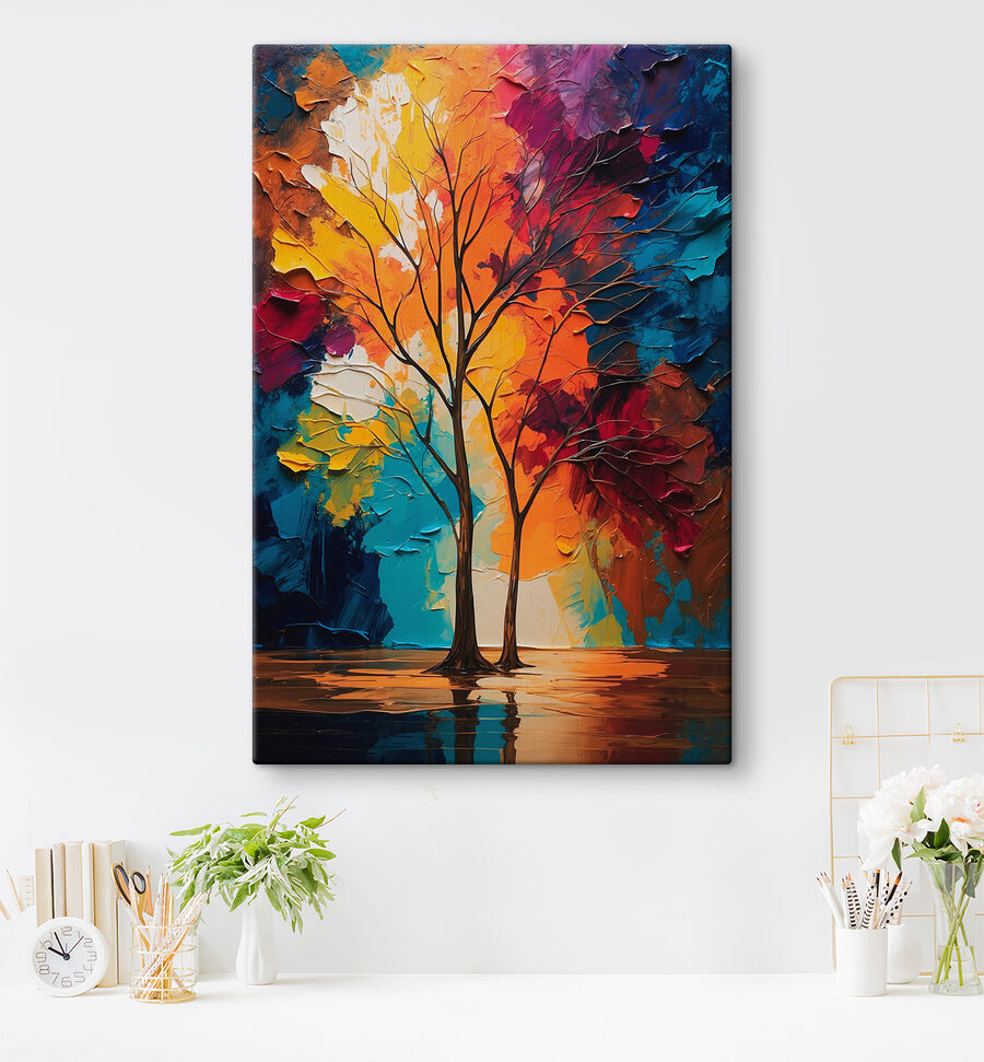 Peinture d'arbres aux feuilles colorées Peinture d'arbres aux feuilles colorées
