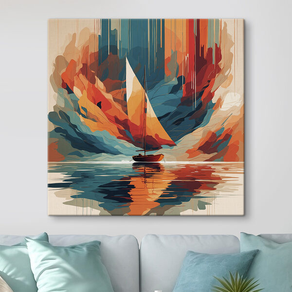 Voilier sur l'eau avec des nuages colorés Voilier sur l'eau avec des nuages colorés