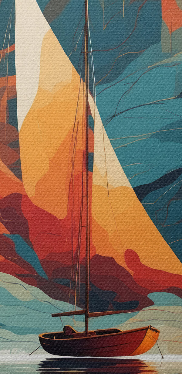 Voilier sur l'eau avec des nuages colorés Voilier sur l'eau avec des nuages colorés
