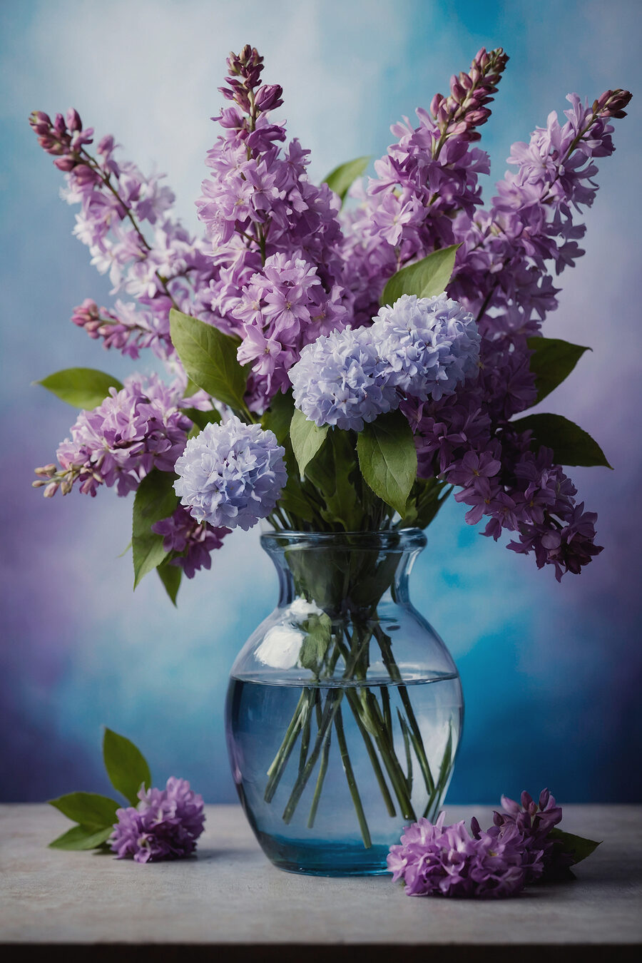 Vase avec fleurs violettes