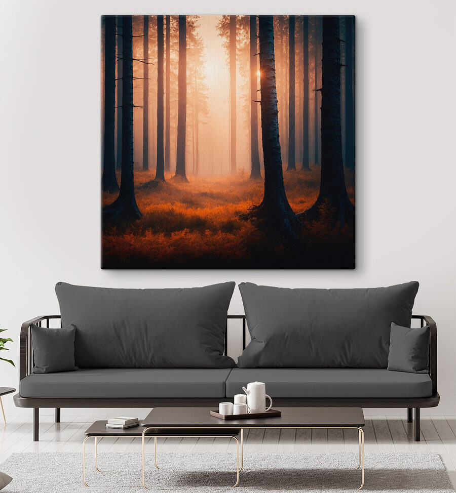 Forêt avec arbres et brouillard Forêt avec arbres et brouillard