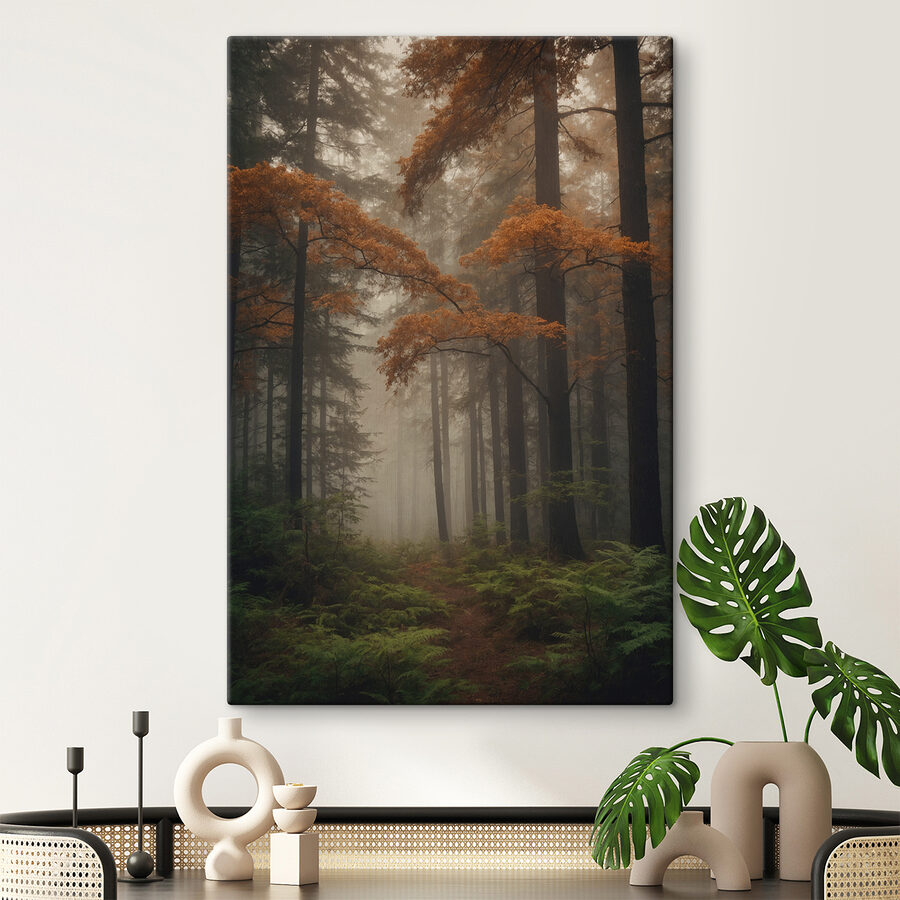 Tableaux Forêt avec arbres et brouillard