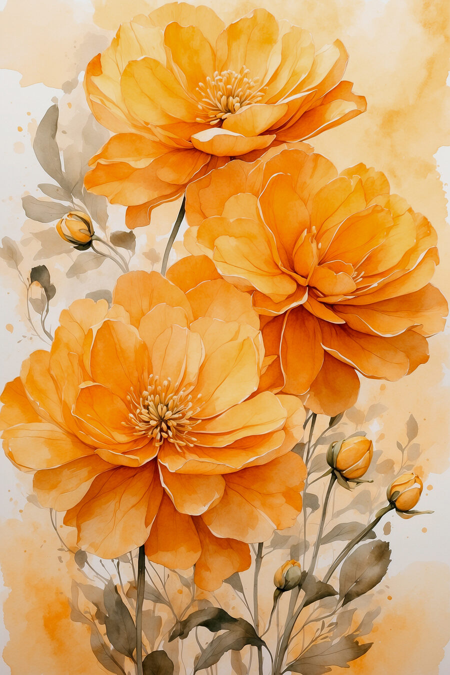 Peinture de fleurs d'oranger