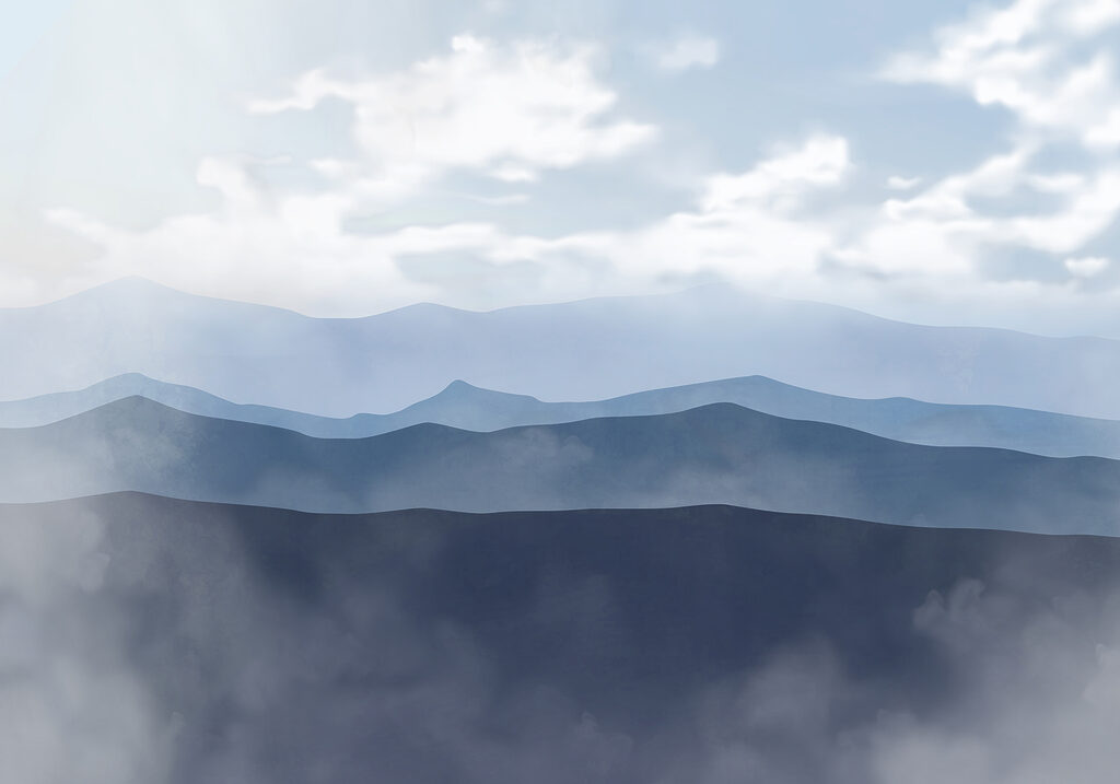 Chaîne de montagnes avec nuages Chaîne de montagnes avec nuages