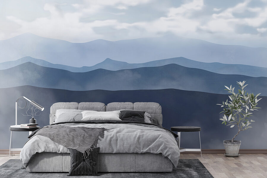 Chaîne de montagnes avec nuages