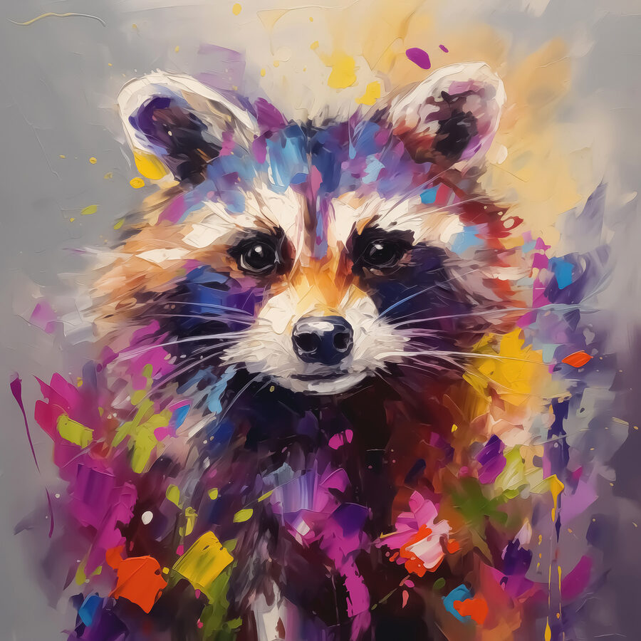 Peinture d'un raton laveur