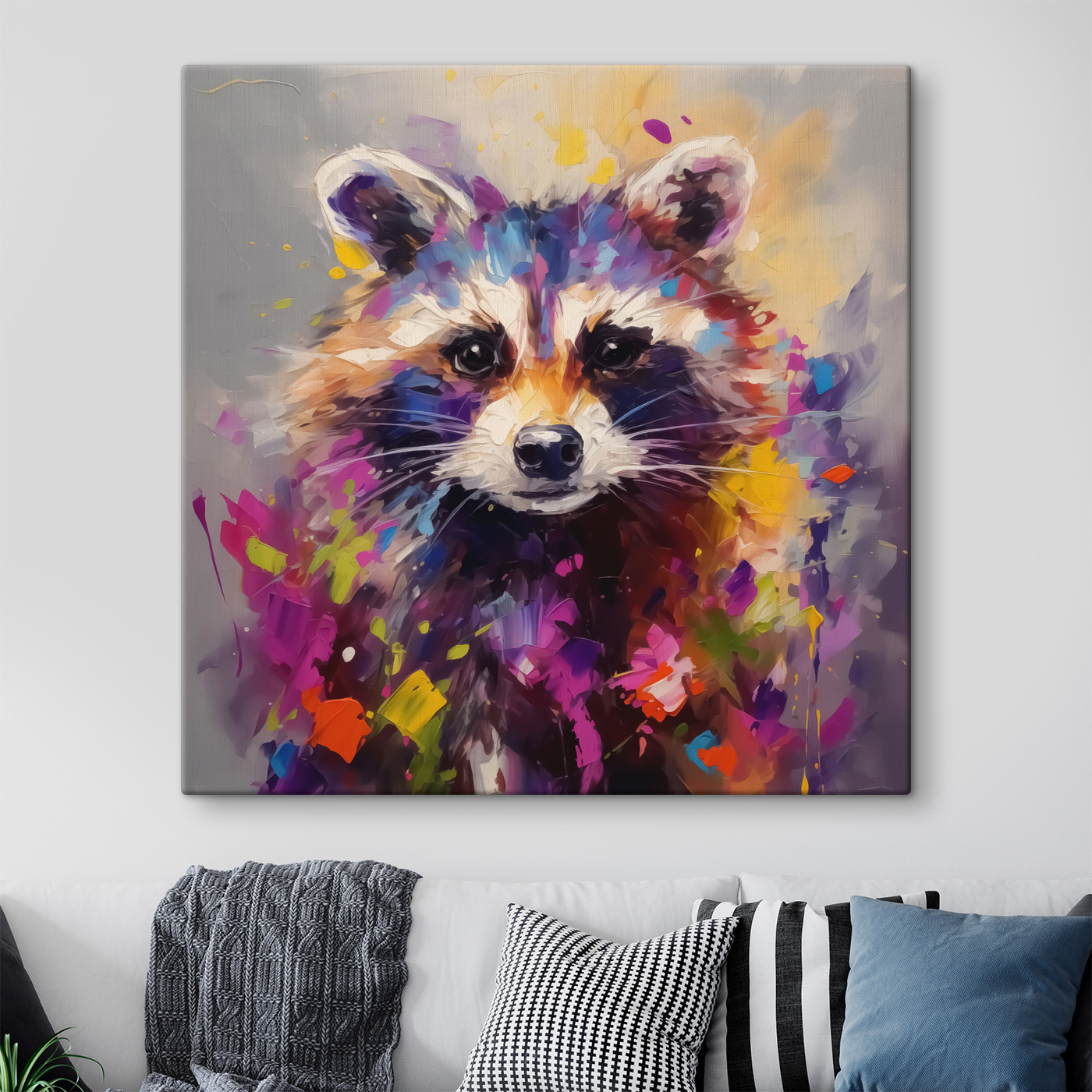 Painting of a raccoon