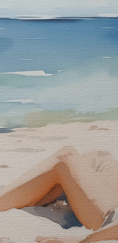 Woman sitting in a chair on a beach