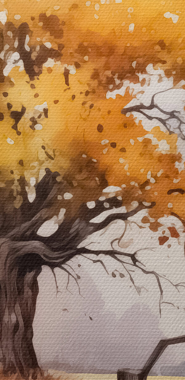 Arbre aux feuilles jaunes et clôture Arbre aux feuilles jaunes et clôture