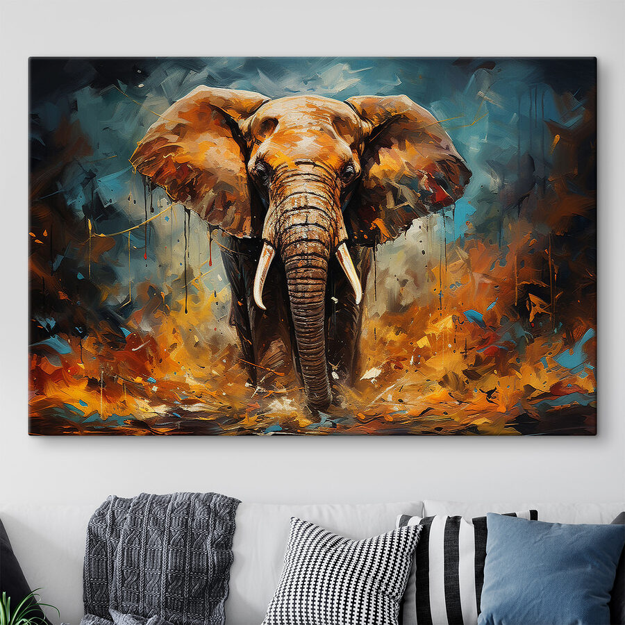 Un éléphant avec des défenses et de la terre