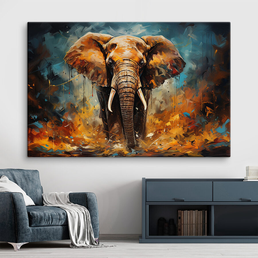 Un éléphant avec des défenses et de la terre