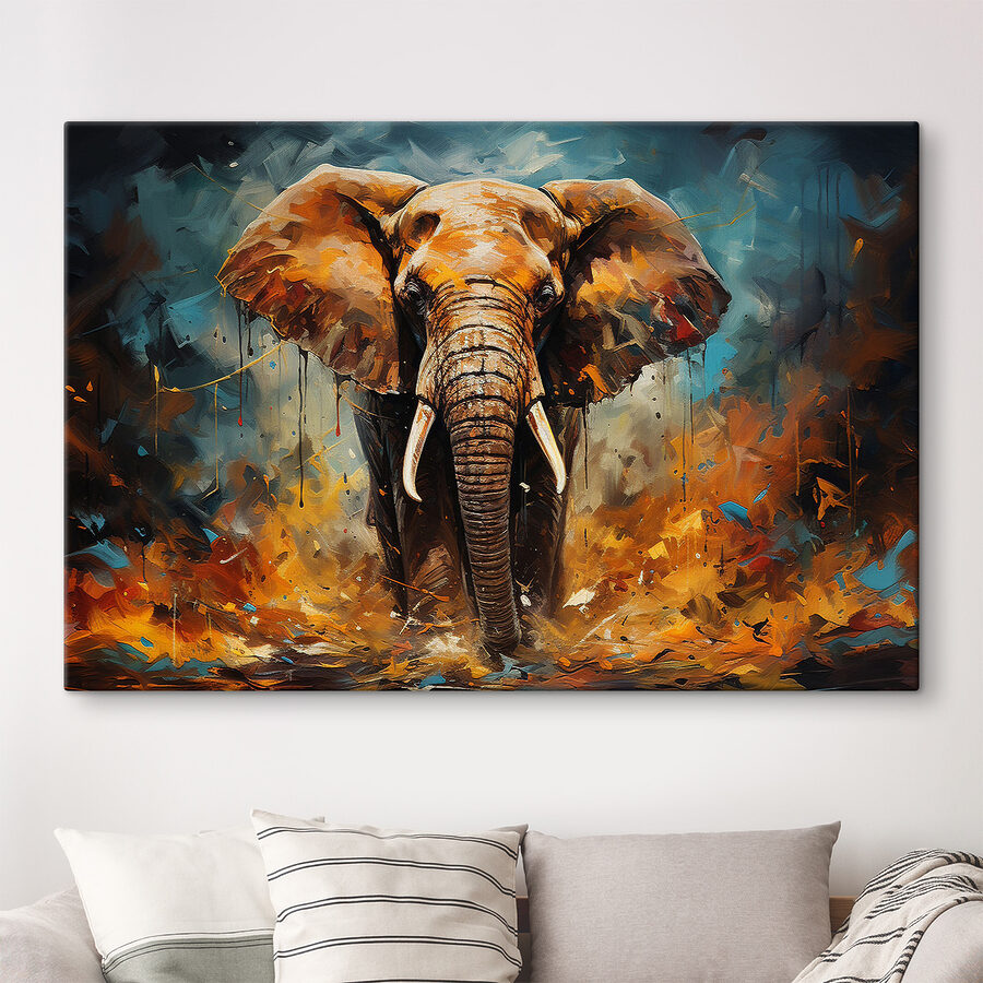Un éléphant avec des défenses et de la terre