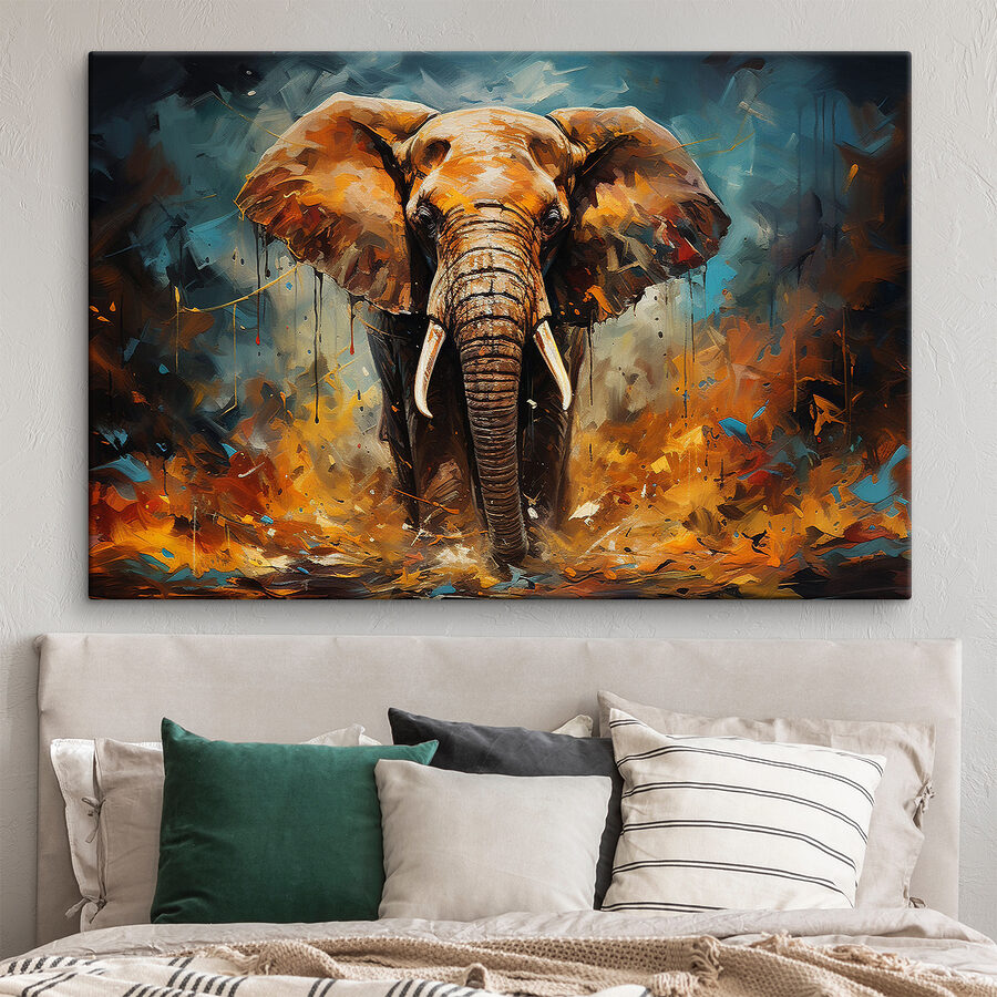 Un éléphant avec des défenses et de la terre