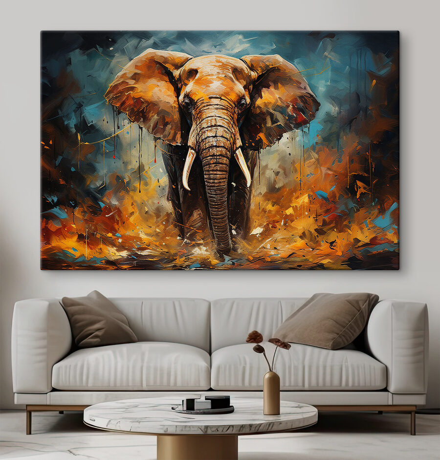 Un éléphant avec des défenses et de la terre