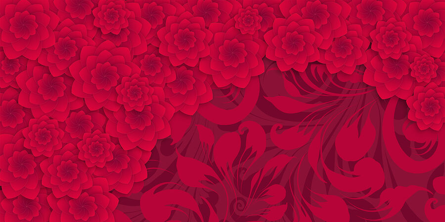 Motif de fleurs rouges sur fond rouge