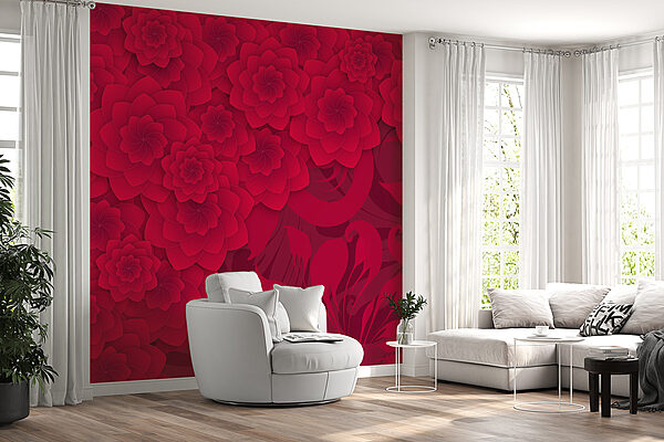 Motif de fleurs rouges sur fond rouge Motif de fleurs rouges sur fond rouge