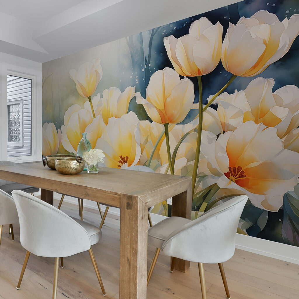 Painting of white flowers Painting of white flowers