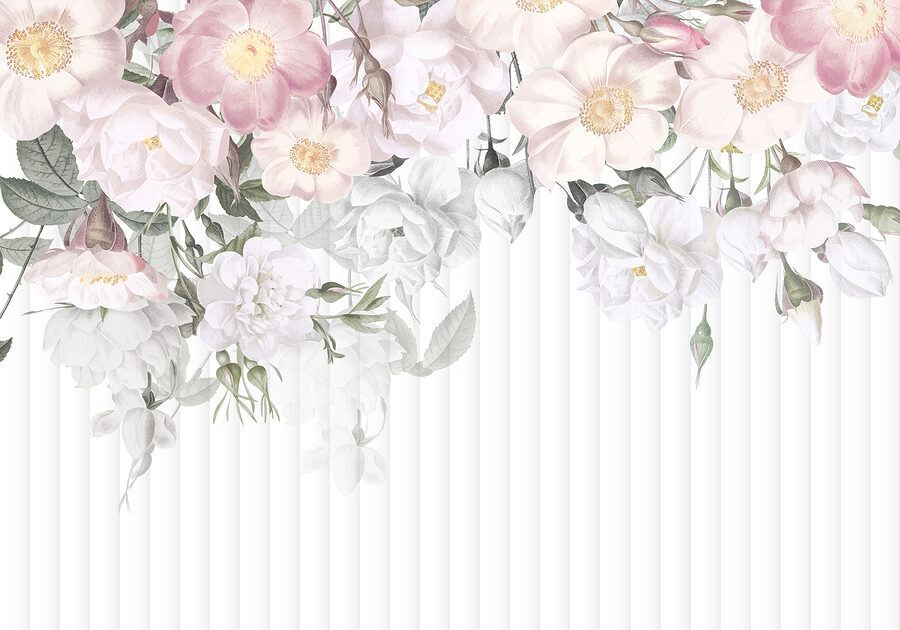 Groupe de fleurs sur fond blanc