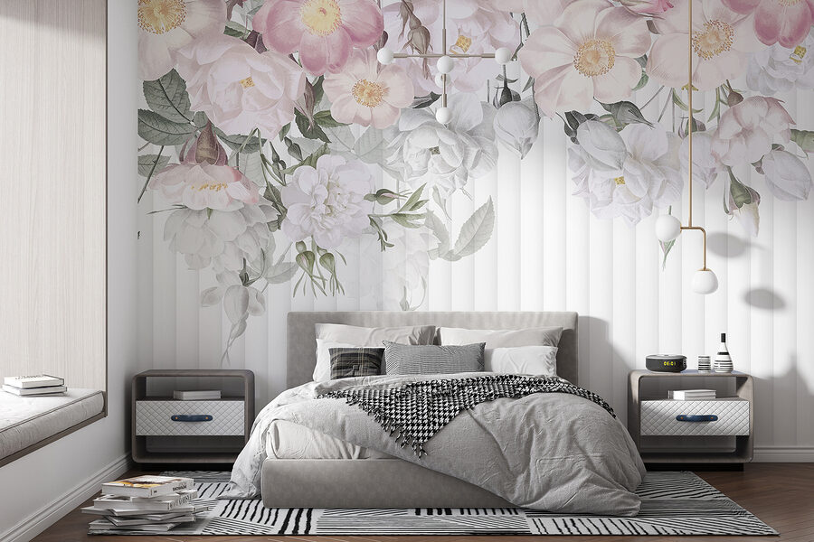 Groupe de fleurs sur fond blanc