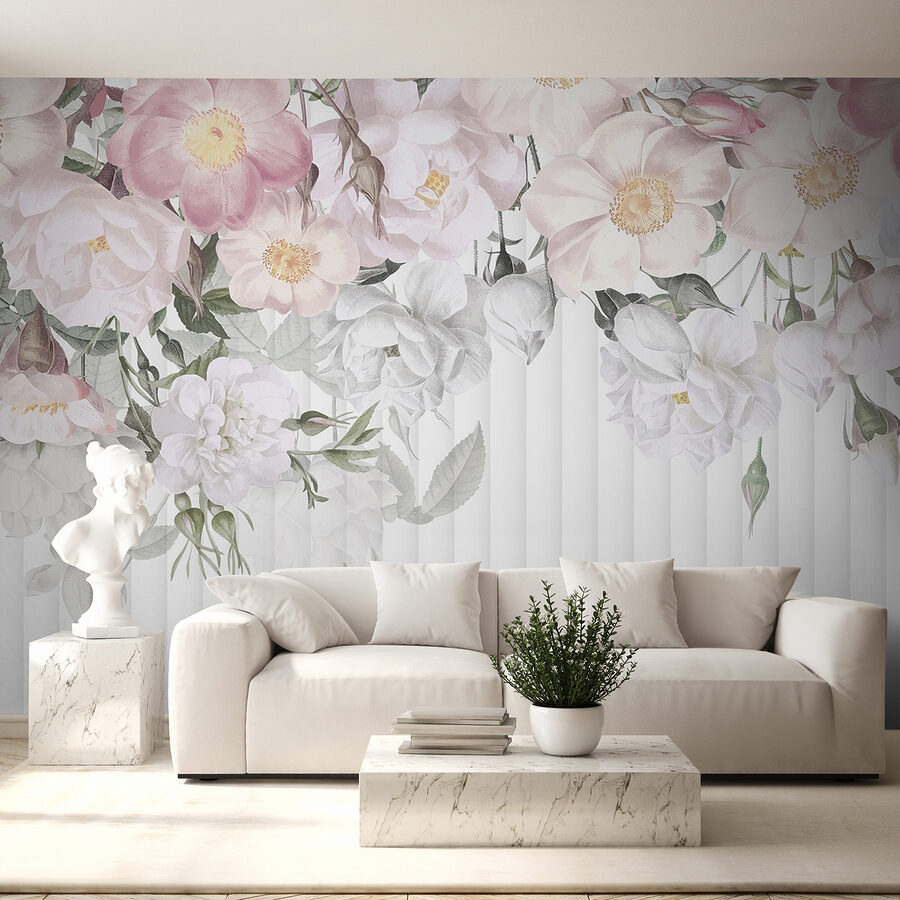 Groupe de fleurs sur fond blanc