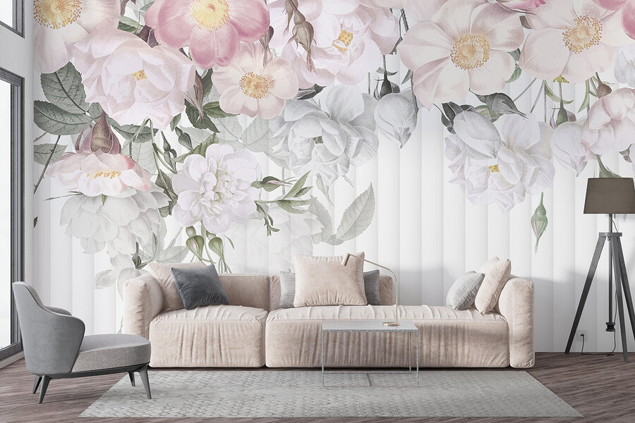 Groupe de fleurs sur fond blanc