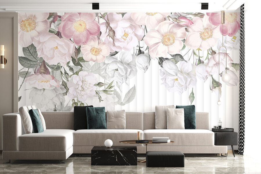 Groupe de fleurs sur fond blanc