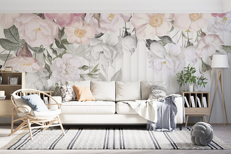 Groupe de fleurs sur fond blanc