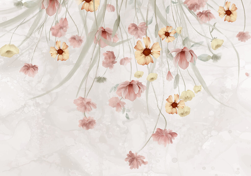 Peinture de fleurs sur fond blanc Peinture de fleurs sur fond blanc