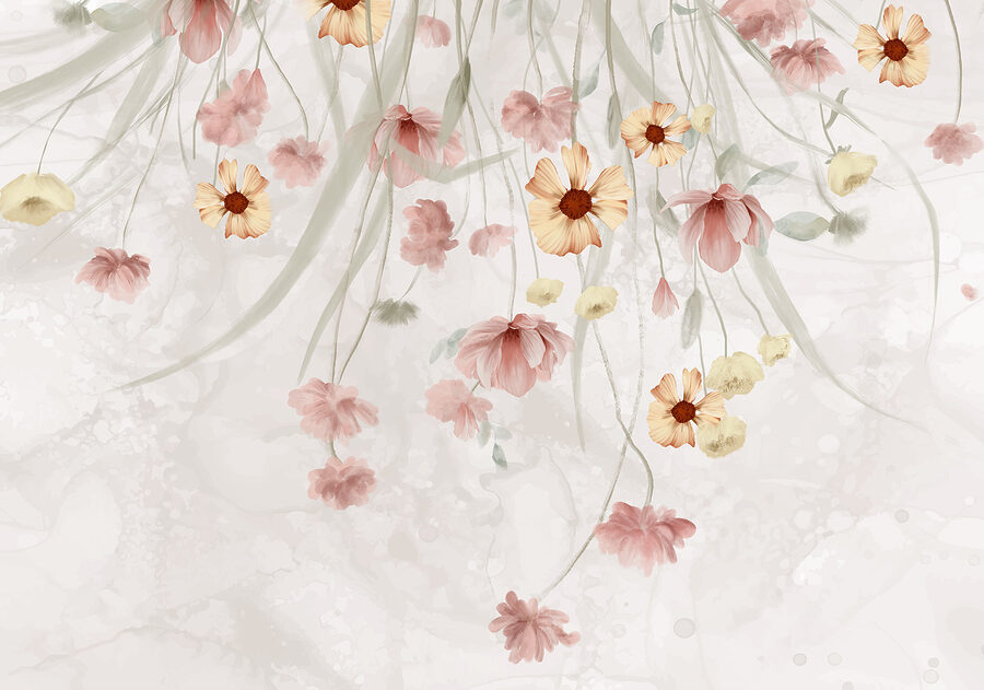 Peinture de fleurs sur fond blanc