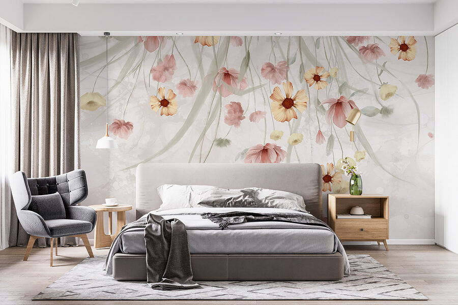 Peinture de fleurs sur fond blanc
