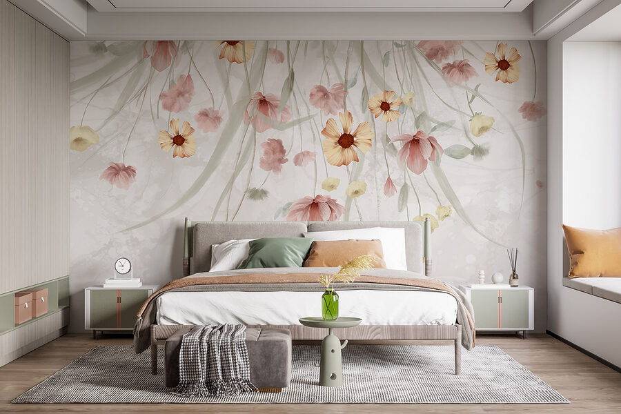 Peinture de fleurs sur fond blanc