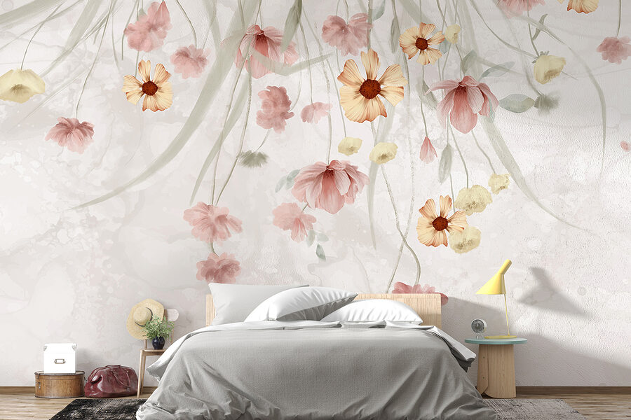 Peinture de fleurs sur fond blanc