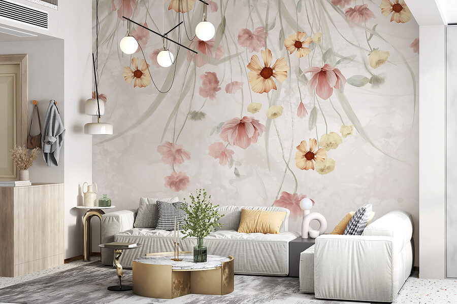 Peinture de fleurs sur fond blanc