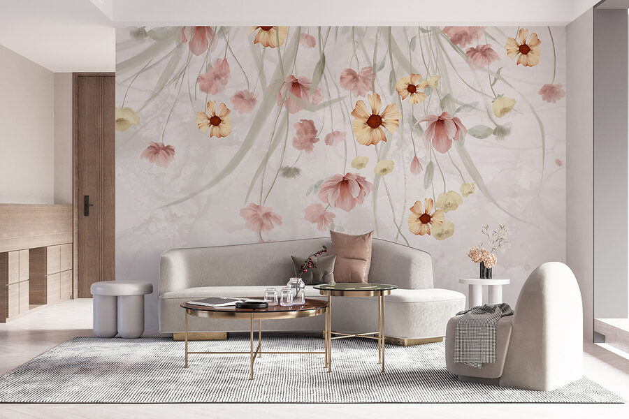 Peinture de fleurs sur fond blanc