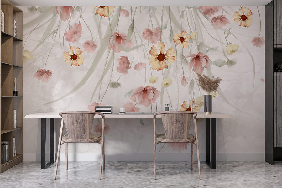 Peinture de fleurs sur fond blanc