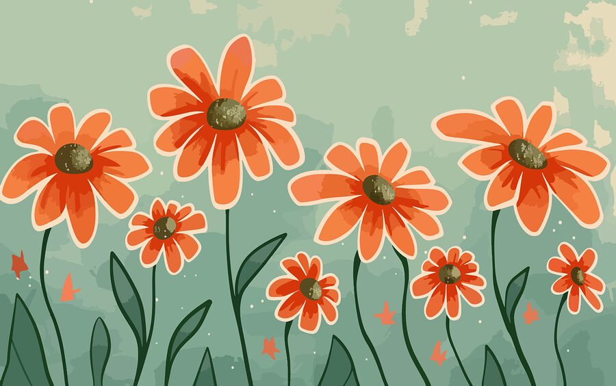 Groupe de fleurs orange