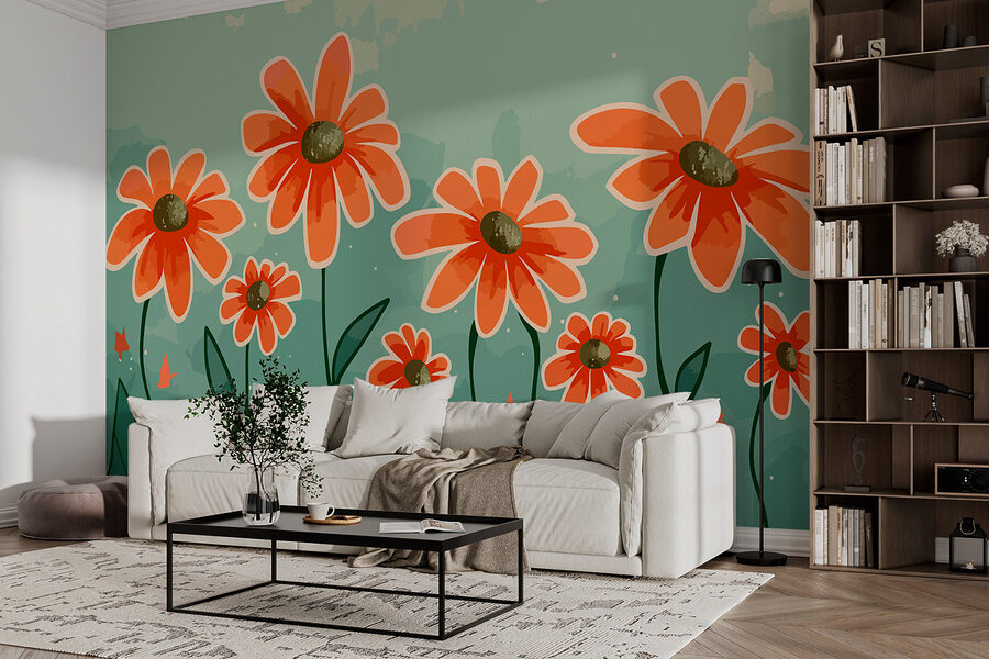 Groupe de fleurs orange
