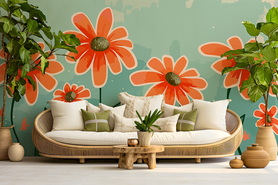 Groupe de fleurs orange