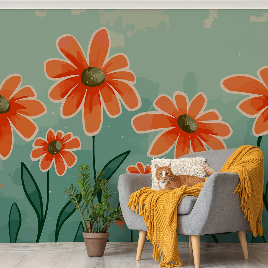 Groupe de fleurs orange