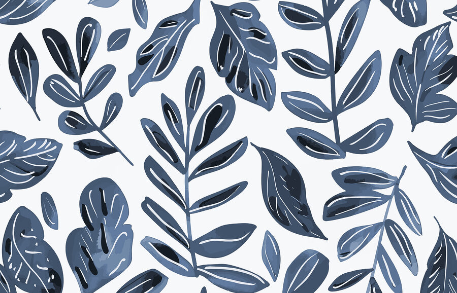 Motif de feuilles bleues